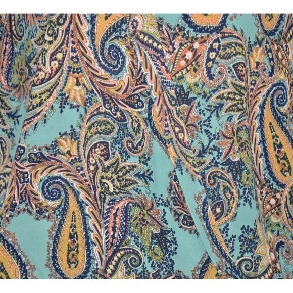 Veronica M. Ladies Paisley Faux Wrap V-Neck Blouse Top Size L Boho Colorful - Picture 3 of 10